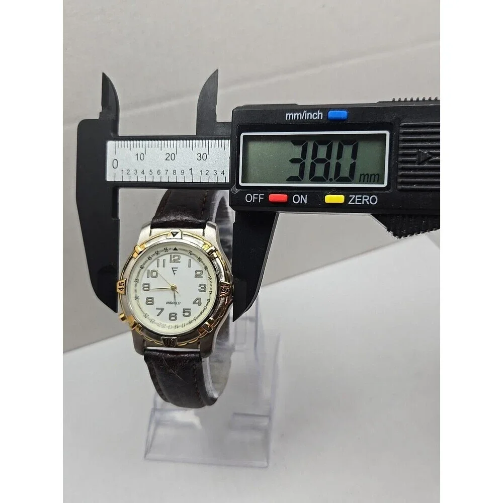 Timex Indiglo Easy Reader Mens Watch Two Tone Rotating Bezel Leather New Battery